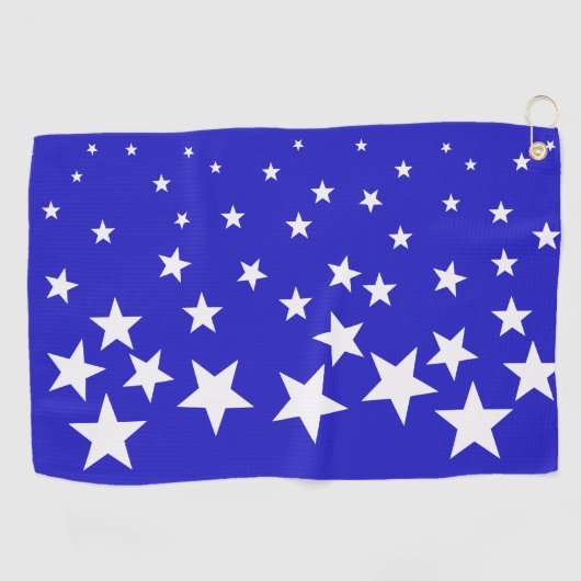 Wit sterpatroon op blauwe achtergrond golfhanddoek (Horizontaal)