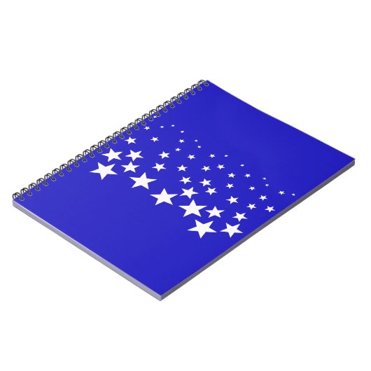Wit sterpatroon op blauwe achtergrond notitieboek (Linkerzijde)