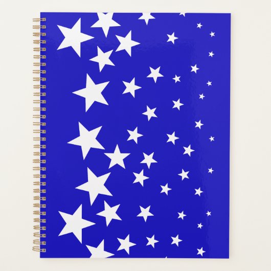 Wit sterpatroon op blauwe achtergrond planner (Voorkant)