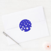 Wit sterpatroon op blauwe achtergrond ronde sticker (Envelop)