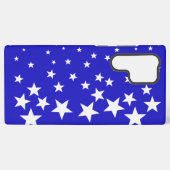 Wit sterpatroon op blauwe achtergrond samsung galaxy hoesje (Achterkant horizontaal)