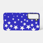 Wit sterpatroon op blauwe achtergrond samsung galaxy hoesje (Achterkant horizontaal)