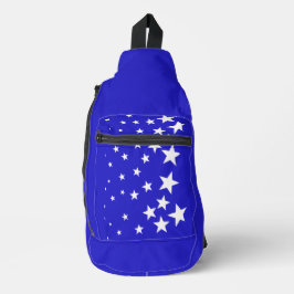 Wit sterpatroon op blauwe achtergrond sling bag