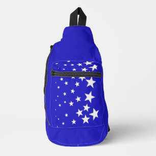 Wit sterpatroon op blauwe achtergrond sling bag