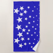 Wit sterpatroon op blauwe achtergrond strandlaken (Voorkant)