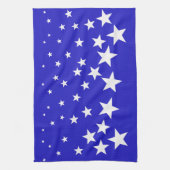 Wit sterpatroon op blauwe achtergrond theedoek (Verticaal)