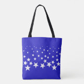 Wit sterpatroon op blauwe achtergrond tote bag (Achterkant)