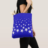 Wit sterpatroon op blauwe achtergrond tote bag (Dichtbij)