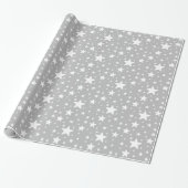 Wit sterrenpatroon op grijs cadeaupapier (Uitgerold)