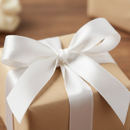 Wit Stevige Kleur Eenvoudige Minimalist Satijnen Lint