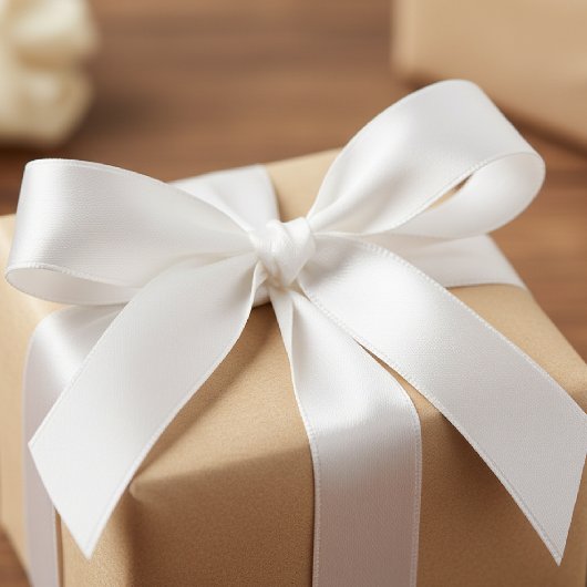 Wit Stevige Kleur Eenvoudige Minimalist Satijnen Lint