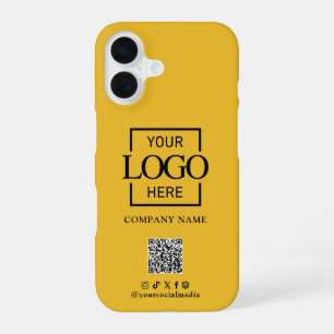 Wit Stijlvol Minimalistisch Zakelijk Logo & QR Cod iPhone 16 Hoesje