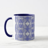 Wit Stippenpatroon op Blauw Mok (Links)