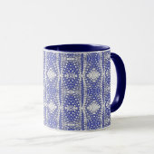 Wit Stippenpatroon op Blauw Mok (Voorkant rechts)