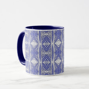 Wit Stippenpatroon op Blauw Mok
