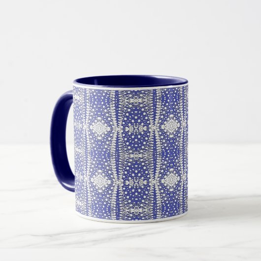 Wit Stippenpatroon op Blauw Mok (Voorkant links)