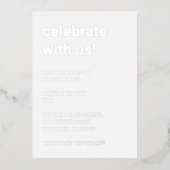 Wit Stoffig Blauw Bruiloft Zilveren Folie Uitnodig Folie Uitnodiging (Voorkant)