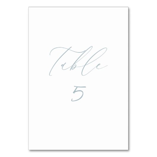 Wit & stoffig blauw Trouwtafel Nummer Kaart (Achterkant)