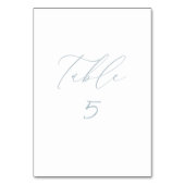 Wit & stoffig blauw Trouwtafel Nummer Kaart (Voorkant)