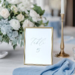 Wit & stoffig blauw Trouwtafel Nummer Kaart<br><div class="desc">Zet de toon voor uw elegante feest aan zee met deze minimalistische tafelnummerkaart van het Coastal Chic collectie. Met zacht stoffig blauw script op een schone witte achtergrond, brengt het moeiteloze sophisticatie naar uw trouwtafel. Perfect voor strandbruiloften, locaties aan de kust of elk evenement met een verfijnde, luchtige esthetiek. Ontworpen...</div>