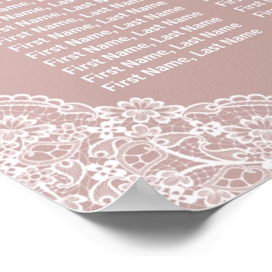 Wit Stoffig Roos Bloemen Bruiloft Zitkaarten Poster (Hoek)