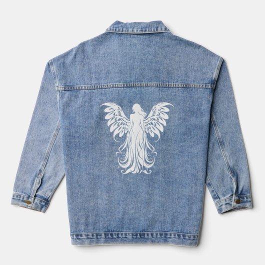 Wit stralend etherisch embleem engelachtige schoon denim jacket (Achterkant)