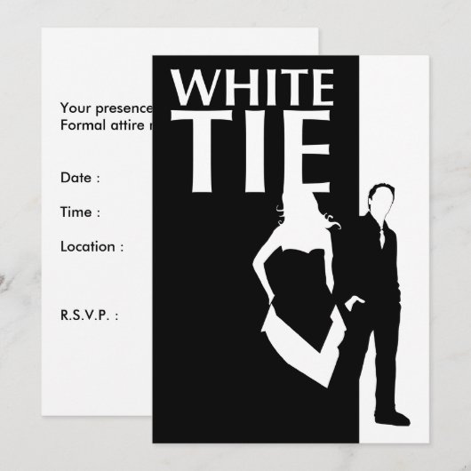 wit stropdas affaire: serieus silhouet kaart (Voorkant / Achterkant)