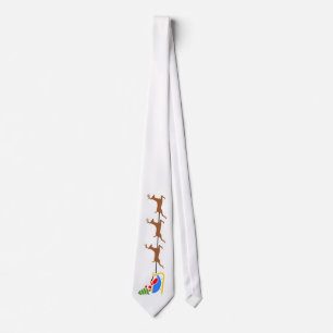 Wit Stropdas W/Santa & Deers