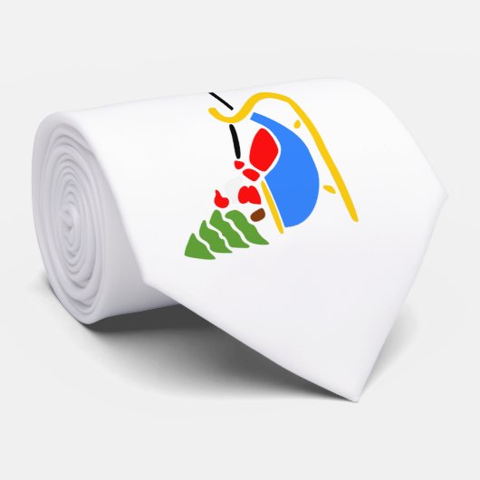 Wit Stropdas W/Santa & Deers (Opgerold)