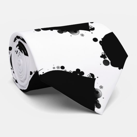 Wit Stropdas Zwarte Harten (Opgerold)