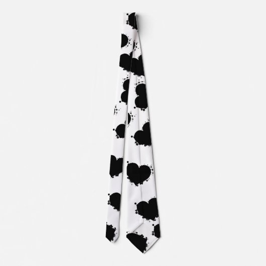 Wit Stropdas Zwarte Harten (Achterkant)