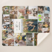 Wit Swirly De familienaam 25 Fotocollage Sherpa Deken (Voorkant (horizontaal))