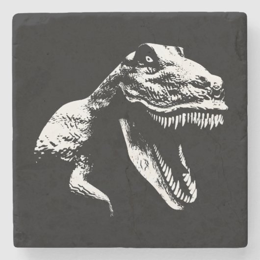 Wit T Rex Stenen Onderzetter (Voorkant)