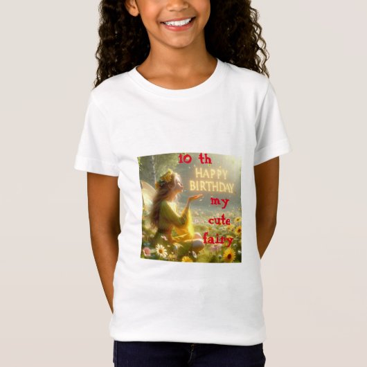 Wit T-shirt Fantasy Illustratie Eenhoorn Fairy E (Voorkant)