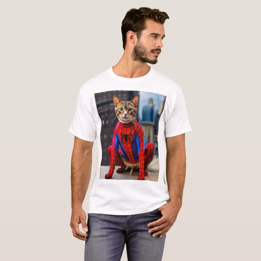 Wit T-Shirt Kat Gedrukt (Voorkant volledig)