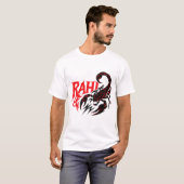 Wit T-shirt met een vet ontwerp van een schorpioen (Voorkant volledig)