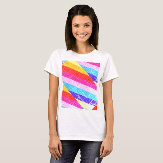 Wit T-shirt met kleuren (Voorkant volledig)