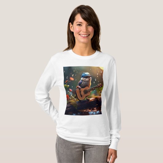 Wit T-shirt met lange mouwen (Voorkant volledig)