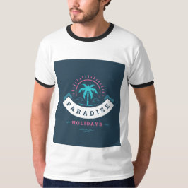 Wit T-shirt met Paradise Holiday-typografie
