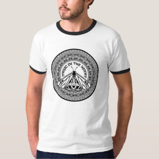 Wit T-shirt met ronde spirituele liefdesprint