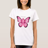 Wit T-Shirt met Roze Vlinder Graphic (Voorkant)