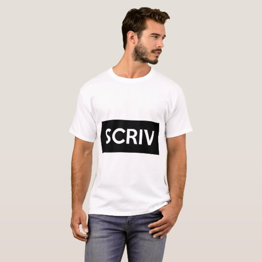 Wit T-Shirt met zwart SCRIV-afdruk (Voorkant volledig)