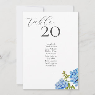 Wit Tafelkaart en zitplaatskaart met Hortensia m Feestdagenkaart