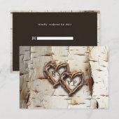 Wit Takelboomtwijg Hart Frame RSVP Kaartje (Voorkant / Achterkant)