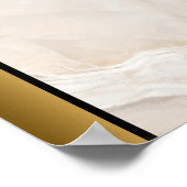 Wit Tan Marmeren Steen/Zwart Gouden Rand Art Poster (Hoek)