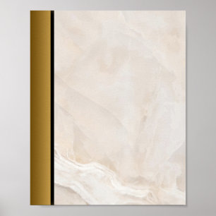 Wit Tan Marmeren Steen/Zwart Gouden Rand Art Poster