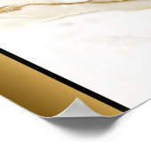 Wit Tan Marmeren Steen/Zwart Gouden Rand Art Poster (Hoek)
