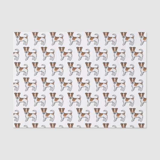 Wit & Tan Ruwharige Jack Russell Terrier Honden Tissuepapier (Voorkant)