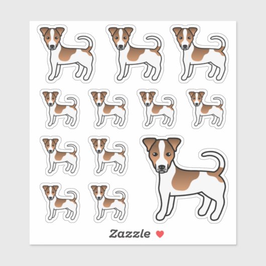 Wit & Tane gladharige Jack Russell Terrier honden Sticker (Vel)