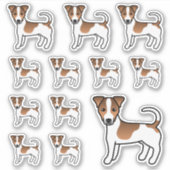 Wit & Tane gladharige Jack Russell Terrier honden Sticker (Voorkant)